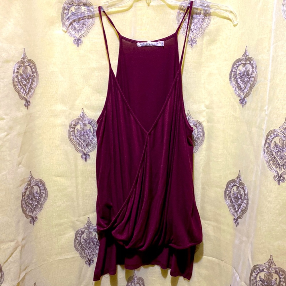 THE HANGER PLUM SPAGHETTI STRAP DRAPE TANK SZ S